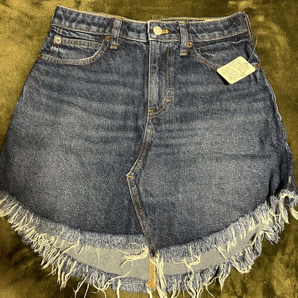 Denim Frayed FP mini skirt